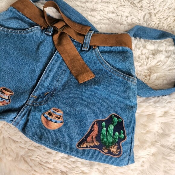 Rare Levi's Orange Tab Quirky Upcyled Cowgirl Country Western Shoulder Denim Bag - Picture 3 of 10
